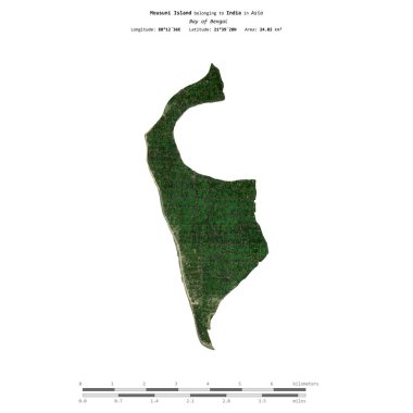 Bengal Körfezi 'ndeki Mousuni Adası, Hindistan' a ait, 21 Ekim 2023 'te çekilmiş bir uydu görüntüsüyle izole edildi.
