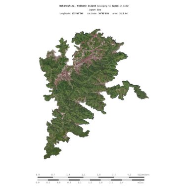 Japonya Denizi 'ndeki Shimane Adası Nakanoshima, 17 Haziran 2023' te çekilmiş bir uydu görüntüsüyle izole edilmiştir.