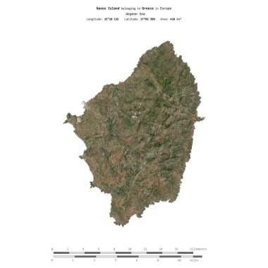 Yunanistan 'a ait Ege Denizi' ndeki Naxos Adası, 7 Ocak 2023 'te çekilmiş bir uydu görüntüsüyle izole edilmiştir.