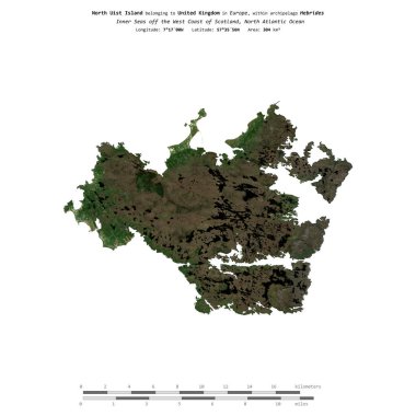Birleşik Krallık 'a ait Kuzey Atlantik Okyanusu' ndaki Kuzey Uist Adası 3 Temmuz 2018 'de çekilmiş uydu görüntüsüyle izole edilmiştir.