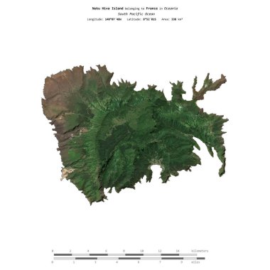 Fransa 'ya ait Güney Pasifik Okyanusu' ndaki Nuku Hiva Adası, 13 Haziran 2018 'de çekilmiş bir uydu görüntüsüyle izole edilmiştir.