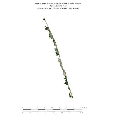 Amerika Birleşik Devletleri 'ne ait Kuzey Atlantik Okyanusu' ndaki Orkide Adası 8 Mayıs 2021 'de çekilmiş bir uydu görüntüsüyle izole edilmiştir.