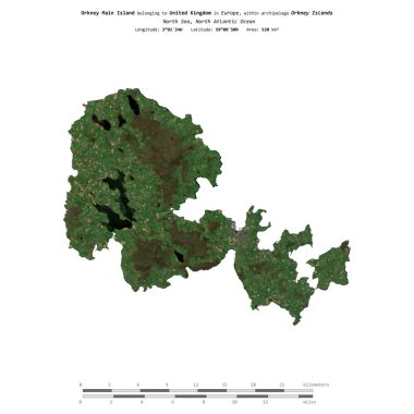 Kuzey Denizi 'ndeki Orkney ana adası, Birleşik Krallık' a ait, 20 Ağustos 2020 'de çekilmiş bir uydu görüntüsü ile izole edilmiştir.