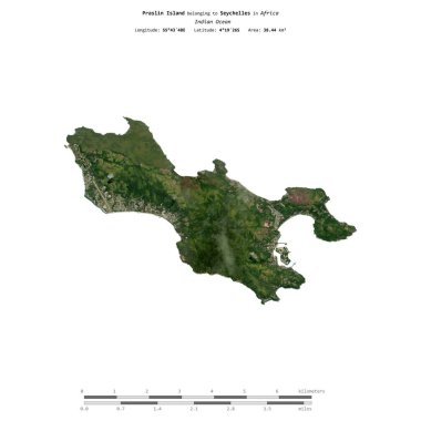 Seyşeller 'e ait Hint Okyanusu' ndaki Praslin Adası 15 Kasım 2023 'te çekilmiş uydu görüntüsüyle izole edilmiştir.