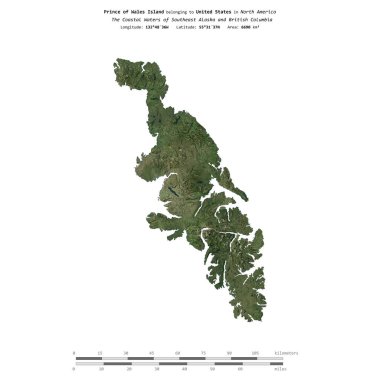Amerika Birleşik Devletleri 'ne ait olan Güneydoğu Alaska ve Britanya Kolumbiyası' nın Sahil Suları 'ndaki Galler Prensi Adası 17 Ekim 2023' te çekilmiş uydu görüntüsüyle izole edilmiştir.