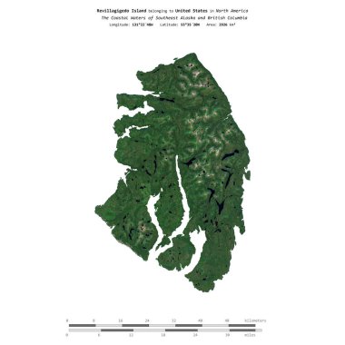 Amerika Birleşik Devletleri 'ne ait Güneydoğu Alaska ve Britanya Kolumbiyası' nın Sahil Suları 'ndaki Revillagigedo Adası 30 Temmuz 2018' de çekilmiş bir uydu görüntüsüyle izole edilmiştir.