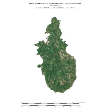 Filipin Denizi 'ndeki Romblon Adası, 19 Nisan 2020' de çekilmiş uydu görüntüsüyle izole edilmiştir.