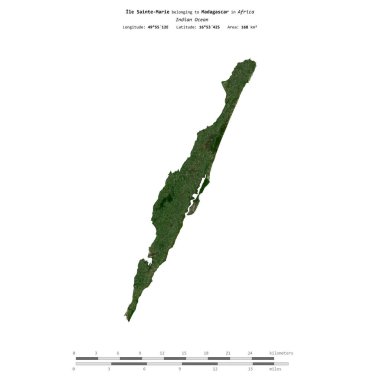Madagaskar 'a ait Hint Okyanusu' ndaki Ile Sainte-Marie 28 Ocak 2020 'de çekilmiş uydu görüntüsüyle izole edilmiştir.