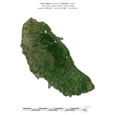 Endonezya 'ya ait Toba Gölü' ndeki Pulau Samosir, 13 Ekim 2021 'de çekilmiş bir uydu görüntüsüyle izole edildi.