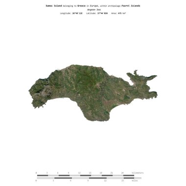 Yunanistan 'a ait Ege Denizi' ndeki Samos Adası 8 Kasım 2020 'de çekilmiş uydu görüntüsüyle izole edilmiştir.