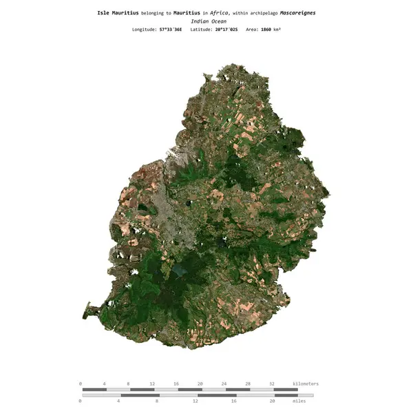 Mauritius Adası, Hint Okyanusu 'nda, Mauritius Adası, 4 Kasım 2021' de çekilmiş bir uydu görüntüsüyle izole edilmiştir.