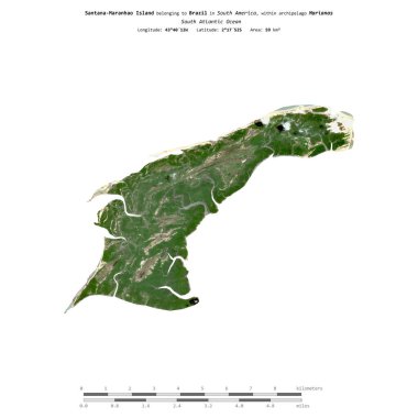 Brezilya 'ya ait Güney Atlantik Okyanusu' ndaki Santana-Maranhao Adası, 9 Nisan 2021 'de çekilmiş uydu görüntüsüyle izole edilmiştir.