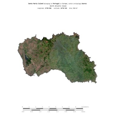 Portekiz 'e ait olan Kuzey Atlantik Okyanusu' ndaki Santa Maria Adası, 12 Mayıs 2021 'de çekilmiş bir uydu görüntüsüyle izole edilmiştir.