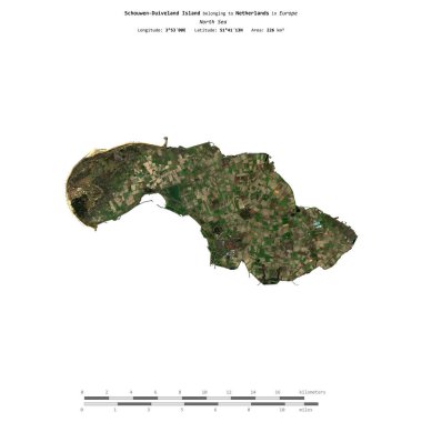 Hollanda 'ya ait Kuzey Denizi' ndeki Schouwen-Duithe Adası, 14 Şubat 2023 'te çekilmiş bir uydu görüntüsüyle izole edilmiştir.