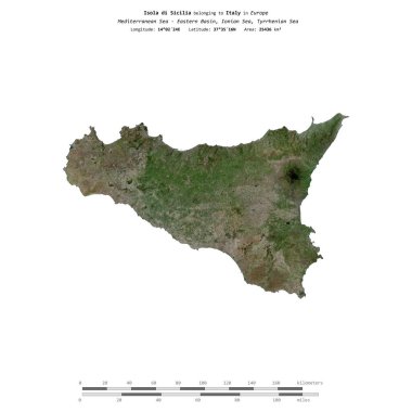 İyon Denizi 'nde İsola di Sicilya, İtalya' ya ait. 23 Ekim 2020 'de çekilmiş bir uydu görüntüsü ile izole edilmiş.