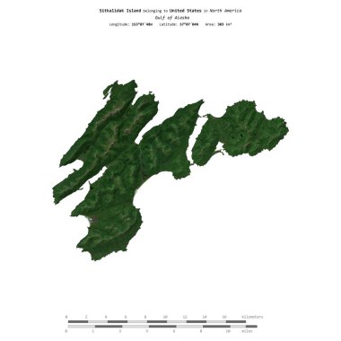 Amerika Birleşik Devletleri 'ne ait Alaska Körfezi' ndeki Sitkalidak Adası 15 Ağustos 2020 'de çekilmiş uydu görüntüsüyle izole edilmiştir.