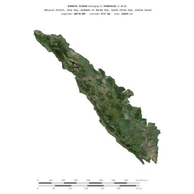 Endonezya 'ya ait Java Denizi' ndeki Sumatra Adası, 29 Mart 2022 'de çekilmiş bir uydu görüntüsüyle izole edilmiştir.