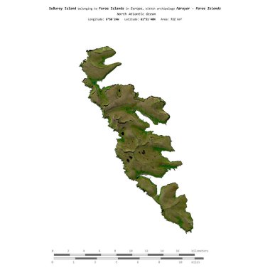 Faroe Adaları 'na ait Kuzey Atlantik Okyanusu' ndaki Suuroy Adası 10 Eylül 2022 'de çekilmiş bir uydu görüntüsüyle izole edilmiştir.