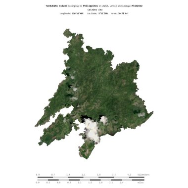 Filipinler 'e ait Celebes Denizi' ndeki Tandubatu Adası, 11 Temmuz 2023 'te çekilmiş bir uydu görüntüsüyle izole edilmiştir.