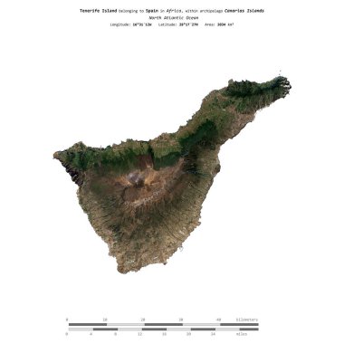 İspanya 'ya ait Kuzey Atlantik Okyanusu' ndaki Tenerife Adası 26 Kasım 2022 'de çekilmiş uydu görüntüsüyle izole edilmiştir.