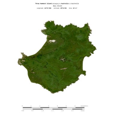 Avustralya 'ya ait Bass Boğazı' nda bulunan üç Hummock Adası 18 Mart 2023 'te çekilen bir uydu görüntüsüyle izole edildi.