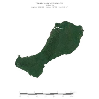 Endonezya 'ya ait Arafura Denizi' ndeki Pulau Ujir, 13 Ekim 2021 'de çekilmiş bir uydu görüntüsüyle izole edilmiştir.