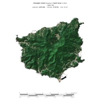 Güney Kore 'ye ait olan Japon Denizi' ndeki Ulleungdo Adası, 15 Mayıs 2024 'te çekilmiş bir uydu görüntüsüyle izole edilmiştir.