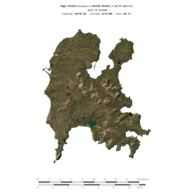 Amerika Birleşik Devletleri 'ne ait Alaska Körfezi' ndeki Unga Adası 17 Haziran 2023 'te çekilmiş bir uydu görüntüsüyle izole edilmiştir.