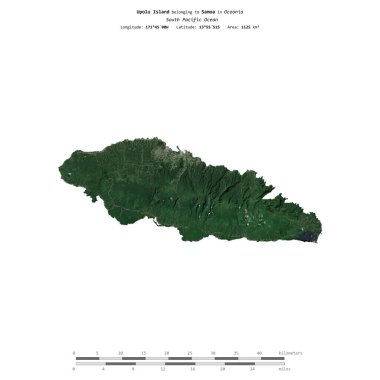 Samoa 'ya ait olan Güney Pasifik Okyanusu' ndaki Upolu Adası, 23 Nisan 2024 'te çekilmiş bir uydu görüntüsüyle izole edilmiştir.