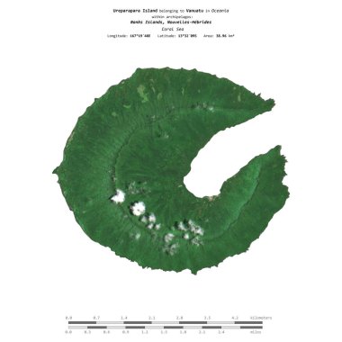 Vanuatu 'ya ait Mercan Denizi' ndeki Ureparapara Adası 30 Ekim 2022 'de çekilmiş bir uydu görüntüsüyle izole edilmiştir.