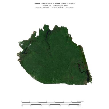 Solomon Adaları 'na ait Solomon Denizi' ndeki Vaghena Adası, 19 Mayıs 2018 'de çekilmiş bir uydu görüntüsüyle izole edilmiştir.