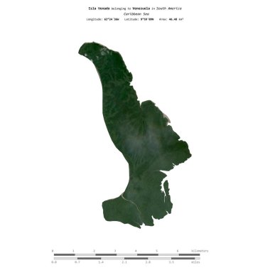 Venezuela 'ya ait Karayip Denizi' ndeki Venado Adası 25 Şubat 2023 'te çekilmiş bir uydu görüntüsüyle izole edilmiştir.