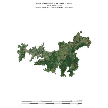 Yeni Zelanda 'ya ait Güney Pasifik Okyanusu' ndaki Waiheke Adası, 24 Aralık 2021 'de çekilen uydu görüntüsüyle izole edilmiştir.