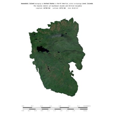 Amerika Birleşik Devletleri 'ne ait Güneydoğu Alaska ve Britanya Kolumbiyası' nın Kıyı Suları 'ndaki Woewodski Adası, 4 Ağustos 2019' da çekilmiş bir uydu görüntüsüyle izole edilmiştir.