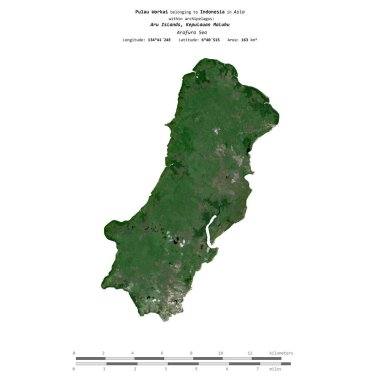 Endonezya 'ya ait Arafura Denizi' ndeki Pulau Workai, 27 Ocak 2020 'de çekilmiş bir uydu görüntüsüyle izole edilmiştir.