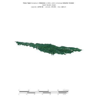Endonezya 'ya ait Güney Pasifik Okyanusu' ndaki Pulau Yapen, 13 Şubat 2023 'te çekilmiş bir uydu görüntüsüyle izole edilmiştir.