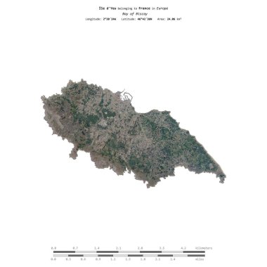 Fransa 'ya ait Biscay Körfezi' ndeki Ile d 'Yeu, 6 Ocak 2024' te çekilmiş bir uydu görüntüsüyle izole edildi.