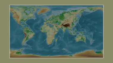 Aden Körfezi. Patterson silindirik projeksiyonunda renkli bir yükseklik haritasına yakın plan