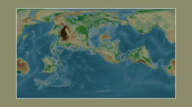 Alaska Körfezi. Patterson silindirik projeksiyonunda renkli bir yükseklik haritasına yakın plan
