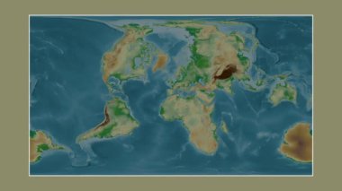 Alboran Denizi. Patterson silindirik projeksiyonunda renkli bir yükseklik haritasına yakın plan