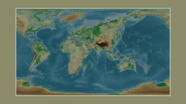 Arap Denizi. Patterson silindirik projeksiyonunda renkli bir yükseklik haritasına yakın plan
