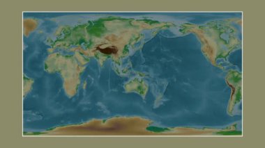 Banda Denizi. Patterson silindirik projeksiyonunda renkli bir yükseklik haritasına yakın plan