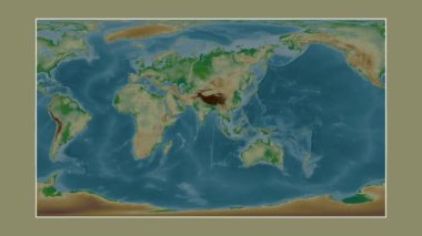 Bengal Körfezi. Patterson silindirik projeksiyonunda renkli bir yükseklik haritasına yakın plan