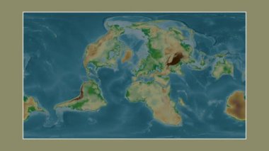 Biscay Körfezi. Patterson silindirik projeksiyonunda renkli bir yükseklik haritasına yakın plan