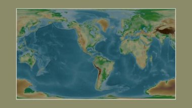 Karayip Denizi. Patterson silindirik projeksiyonunda renkli bir yükseklik haritasına yakın plan