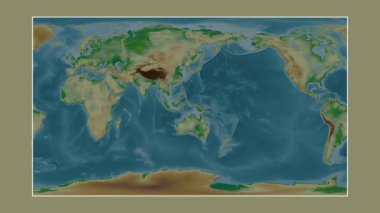 Ceram Denizi. Patterson silindirik projeksiyonunda renkli bir yükseklik haritasına yakın plan