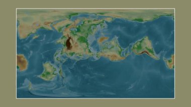 Chukchi Denizi. Patterson silindirik projeksiyonunda renkli bir yükseklik haritasına yakın plan