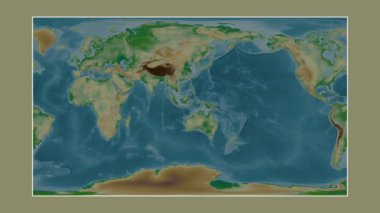 Flores Denizi. Patterson silindirik projeksiyonunda renkli bir yükseklik haritasına yakın plan