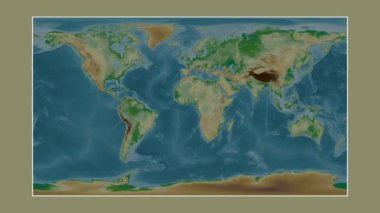 Gine Körfezi. Patterson silindirik projeksiyonunda renkli bir yükseklik haritasına yakın plan