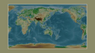 Halmahera Denizi. Patterson silindirik projeksiyonunda renkli bir yükseklik haritasına yakın plan
